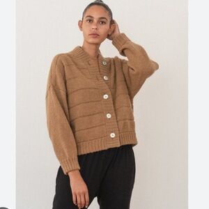 Wol Hide Quilted Box Bomber Cardigan Fawn M/L NWT